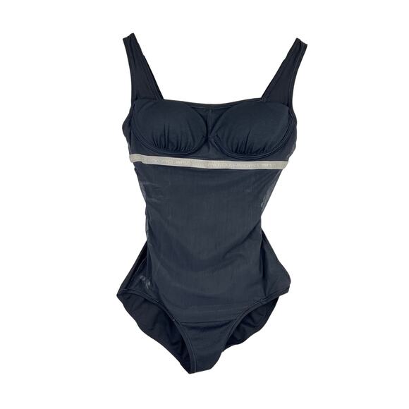 SPEEDO Women's Solid Shirred Tank Padded Built One Piece Black Slimming Swimsuit - Picture 5 of 10